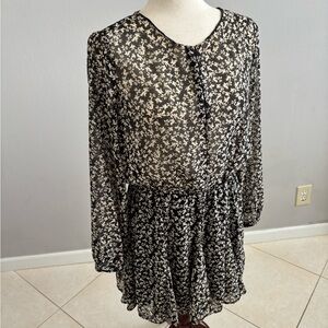 Zara Black and White Floral Mini Dress